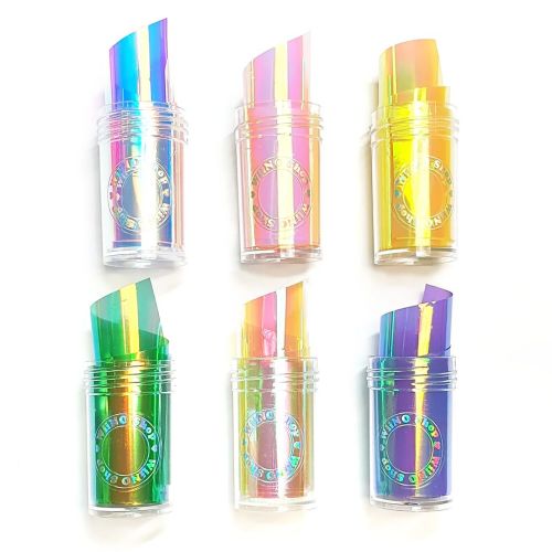 Rainbow nail film available in 22 colors at wiinoshop.com #iridescentnails #rainbow #nailart #hologr