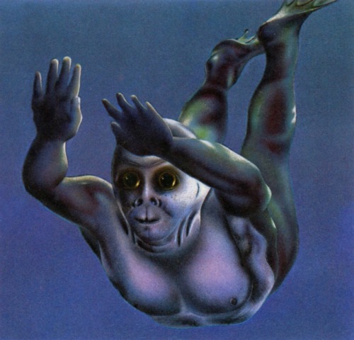 Illustrations of evolutionary possibilities from the book, Future Man (1984): man genetically modifi