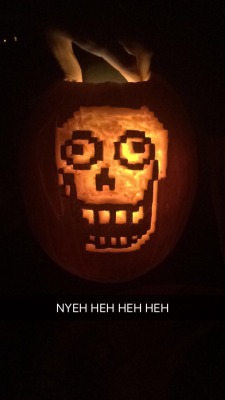 aguabend:  Carving pumpkins with @tanooki-the-artist. He created this beautiful masterpiece. I’m carving up Sans now. 