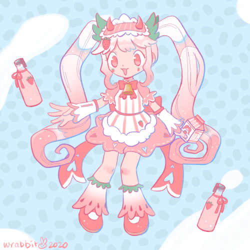 lucky to be commissioned to design a strawberry milk miku!!! please enjoy~