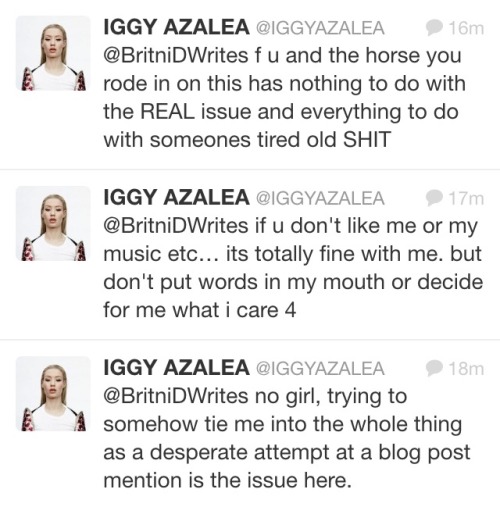 whitepeoplestealingculture:  lilbrat7:  How come igloo got time to fight with Author Britni Danielle, but cant say shit to Azealia Banks?  Because she’s SCARED- Jess 