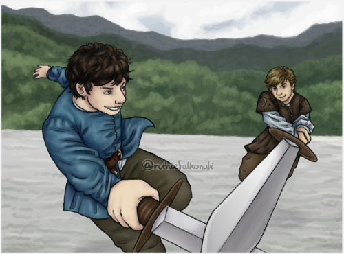 ruthiefalkonobi: The Chronicles of Narnia - Edmund and Peter PevensieSword practice. Okay, I’m runni