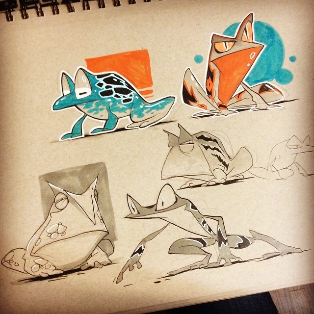 nargyle:  Froggies for today’s #inktober- I may have found my new favorite thing