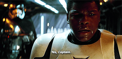 scottmccute:Finn’s first and last words in Star Wars : The Force Awakens.Finn’s first words echo his