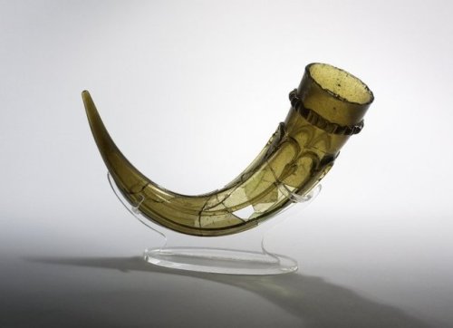 Anglo-Saxon glass drinking-horn, VII c. Excavated in Rainham, LondonDrinking horns are attested from