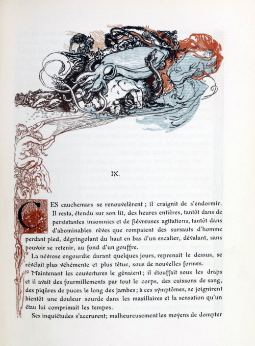 hideback:Auguste Lèpere (French, 1849-1918)Art Nouveau woodcut illustrations for A Rebours by Joris 