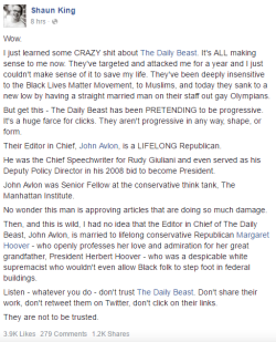 framing-the-picture:  Just saying, don’t trust The Daily Beast’s quick backpedaling as they desperately try to save face with that homophobic Olympics story. [Link to Shaun King’s Facebook post] 