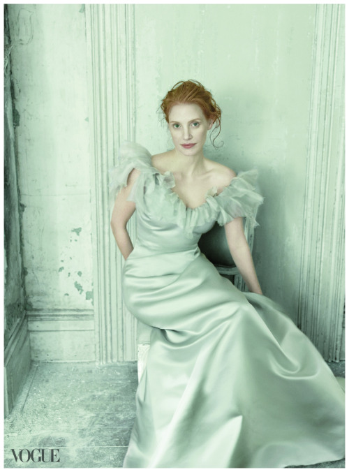 Vogue’s Jessica Chastain photoshoot Interpretation of a painting titled Frances Cleveland by Anders 