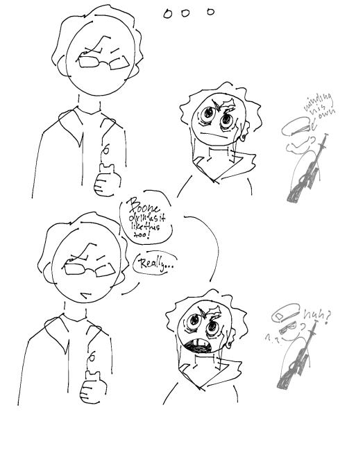 A Dumb Short FNV Comic, Featuring My Courier Six And Arcade (and Boone), And Also My Horrid Writing.
