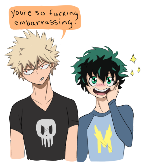 (⁄ ⁄•⁄ω⁄•⁄ ⁄)⁄  Bakudeku in public. Based on this post by @space-ranger-soulmates