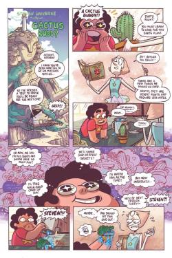 mynameismad:  Hey I never got a chance to upload this before, but I tried out for Boom! Studio’s Steven Universe comic forever ago! This was my one-page entry. In retrospect the art is very VERY cluttered, which probably worked against me, but I COLORED
