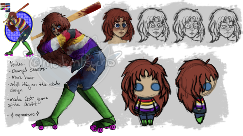 A character study + redesign I made of one of my OCs, Melody. (She's a minor, don't be weird)