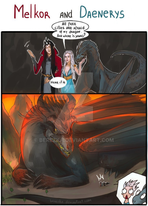 poplitealqueen: captainyukichou: Melkor and Daenerys by Berezka i LOST IT