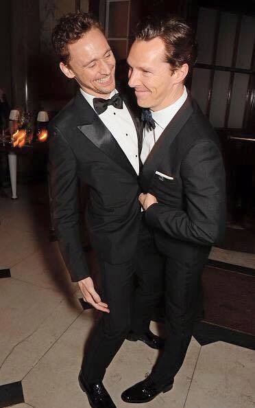 l0kilee: Tom Hiddleston and Benedict Cumberbatch at The Weinstein Company BAFTAs After Party IT HAPP