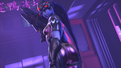 dinoboy555: Widowmaker Standing In The Synthwave