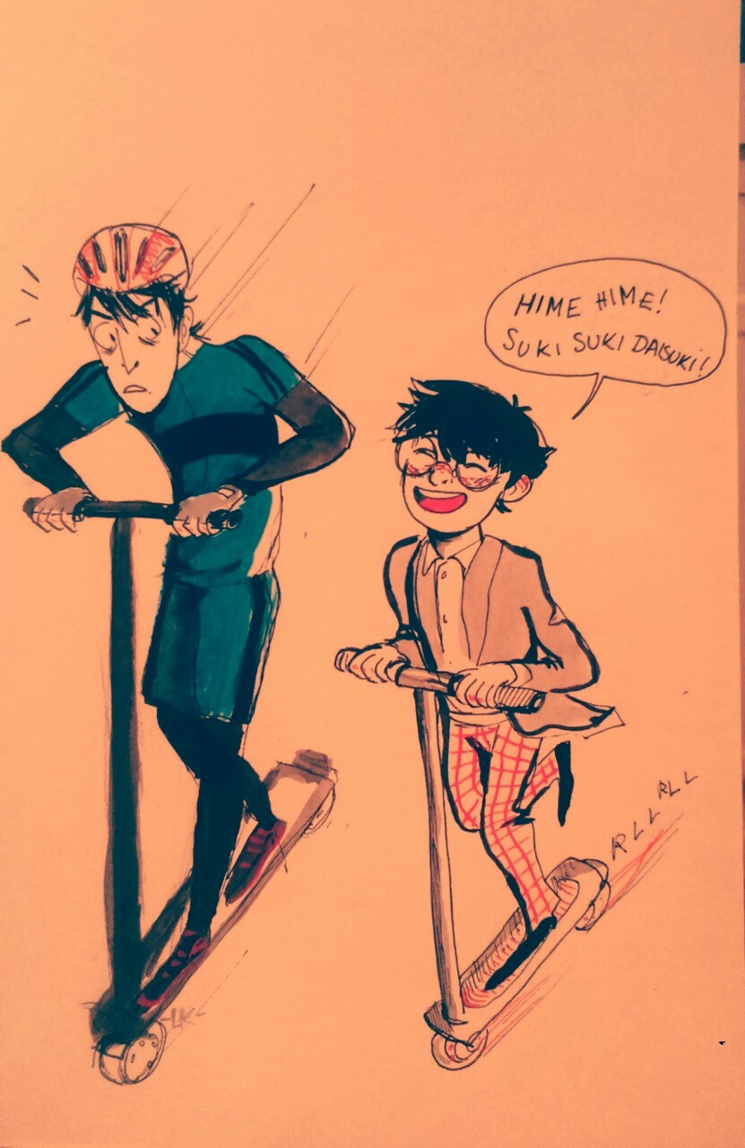 shirasucorps:  Day 4: fav AU  Everything is the same Exept they ride scooters  Sorry