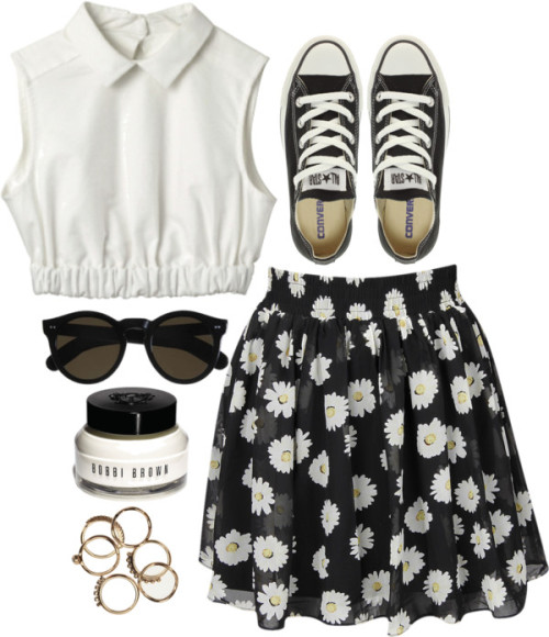 thepolyvorecollection:  I was a daisy fresh girl by rosiee22 featuring brass jewelry     