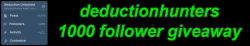 deductionhunters:  I’ve hit 1000 at long last! Thank you all for following me, it means a lot to know that 1000 people are actually interested in me and what I post. To celebrate, I’m going to do a giveaway of products from the Rooster Teeth Store!