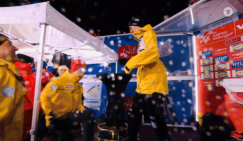 Lellinger During And After Andis Win In Willingen (04.02.2024)