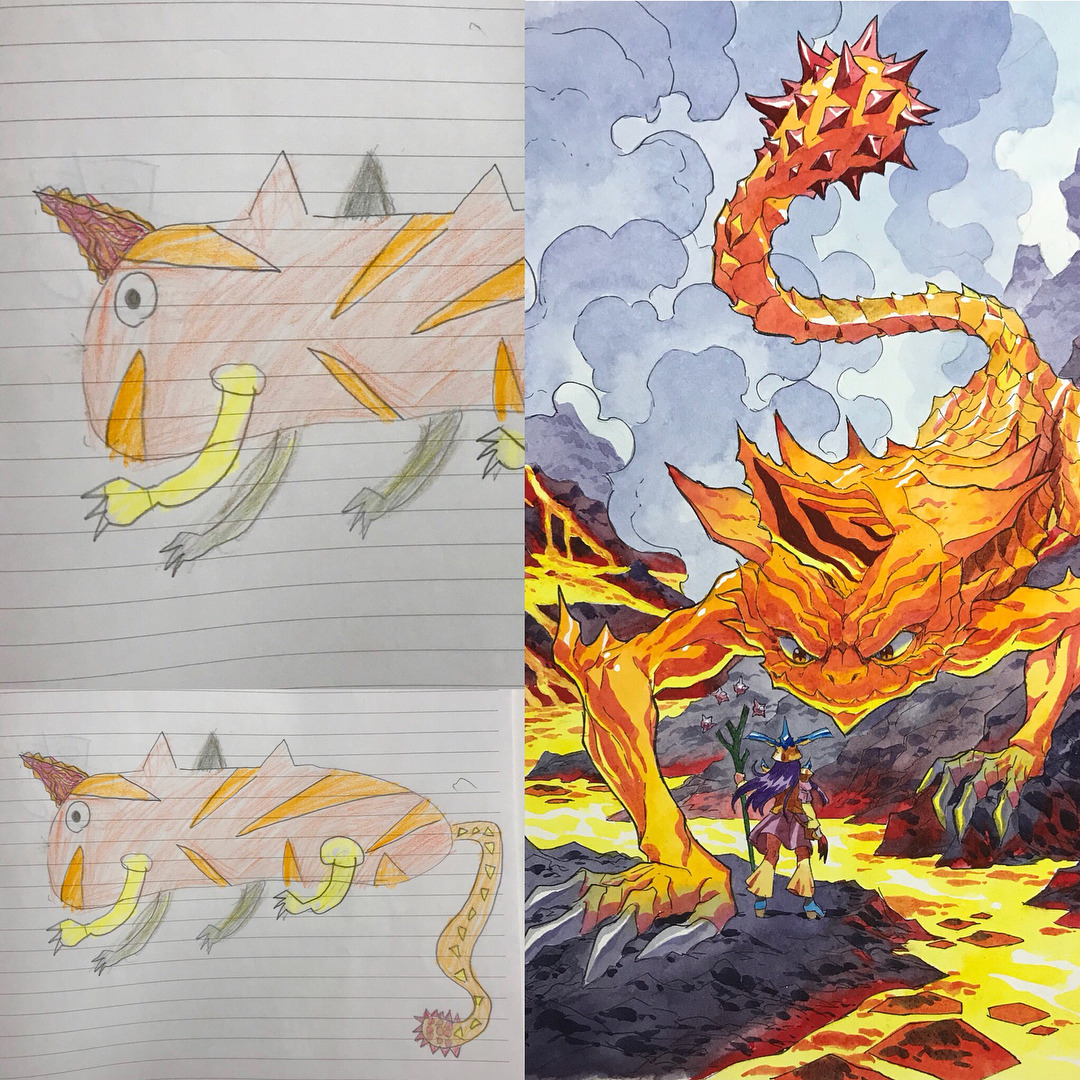 catchymemes:  Father uses sons’ drawings as inspiration for anime transformations