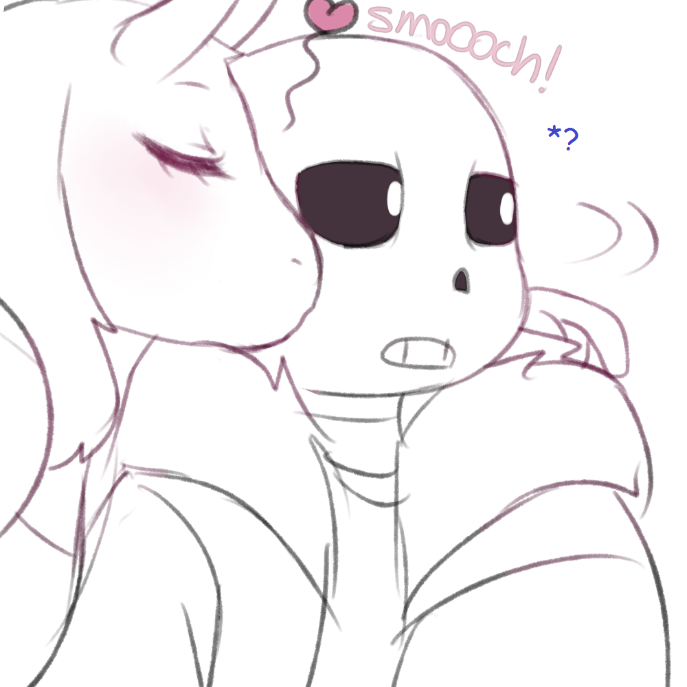 ask-soriel:Toriel: A surprise kiss never fails to stun him for a little while~!X3