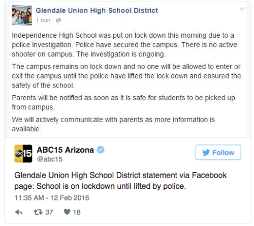 think-progress:Arizona High School On Lockdown After Two Students Shot And Killed