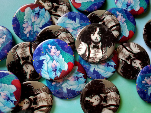  【 Bats & Plastic…? 】 Some very self-indulgent button designs that I mostly made for myse