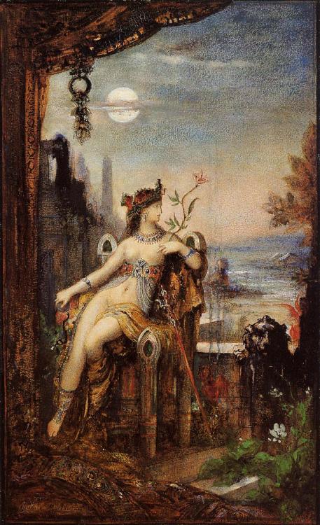 Cleopatra, 1887, Gustave MoreauMedium: watercolorhttps://www.wikiart.org/en/gustave-moreau/cleopatra