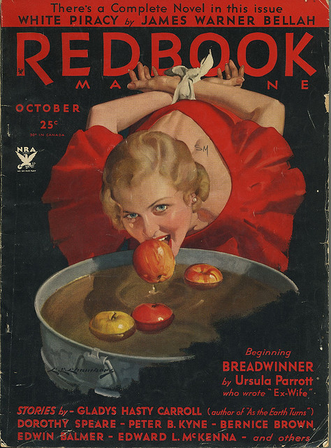 klappersacks:  Redbook cover Oct 1933, Bobbing for Apples by genibee on Flickr. 