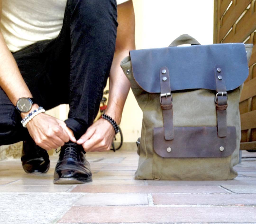 punkmonsieur:  Morning classy people enjoy the  @punkmonsieur army leather backpack