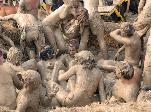 Getting muddy at a festival