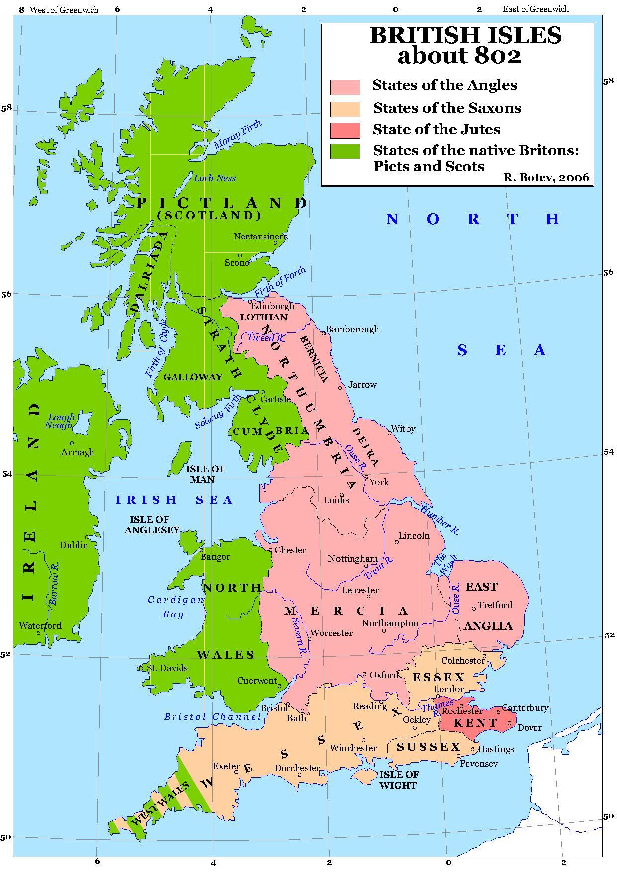 Peoples of Britain and Ireland, circa 802 AD.