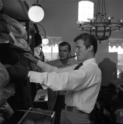 voxsart:  Roger Moore Goes Shopping For Sweaters. 1961. 