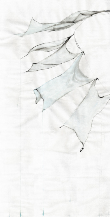 koushijima: 130508-1 2013 137x71cm sumi ink, water color on handmade paper.