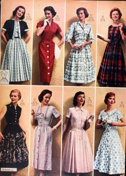 theniftyfifties:  Women’s dresses in the