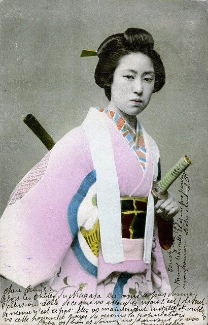 Geisha dressed for a “sword dance” performance, 1906