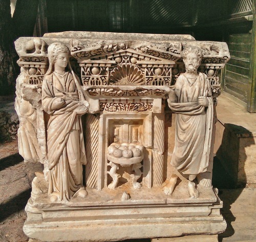 swissshard: Relief of Hades and Persephone with a table of pomegranates from Hierapolis Archaeologic