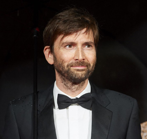 David Tennant in the rain on the red carpet - at the BFI London Film Festival awards in 2016