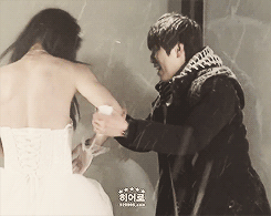 pandreos:  sanduel trying to help baro with his wedding dress   
