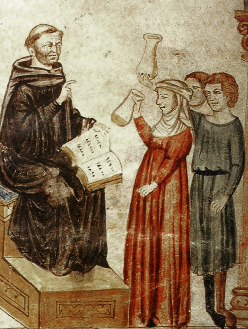 Patients showing a sample of urine to the physician Constantine the African
