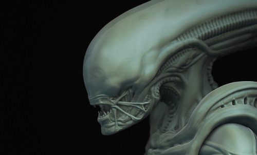  Alien Redesign - WIP Update 5 - Lunch Break SculptingThe forehead is now more uniformly slanted and