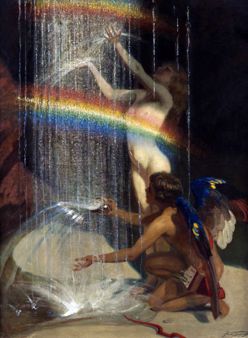 bellsofsaintclements:“Cupid and Psyche at the fountain of eternal youth” by English artist Frank O. 