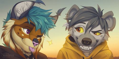 Double icon commission for AxomUma and smollnia Lynxes and hyenas are two of my fave animals, I had 