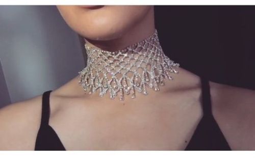 crystal webbed choker by deah naten