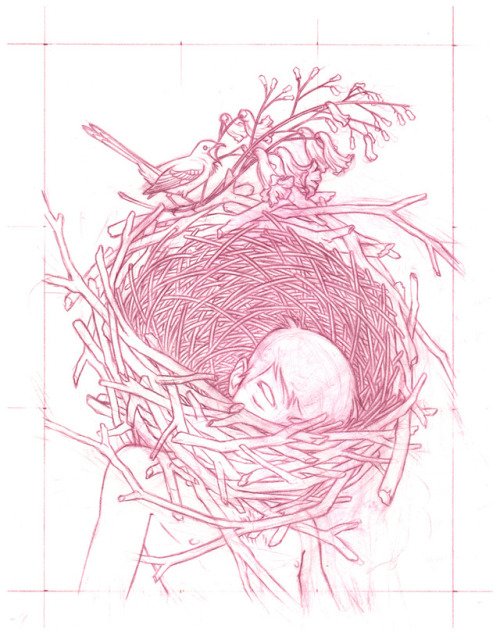juliancallos: “Bird Song”Acrylic and gouache on Rives BFK mounted on panel9″ x 12&