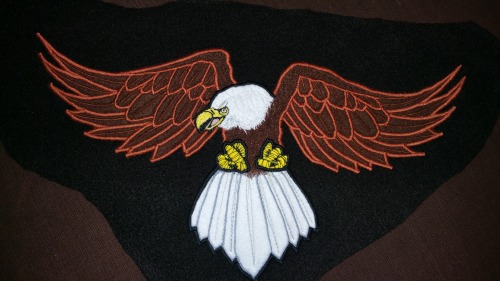 My boyfriend asked me if I could appliqué the Pride & Glory eagle to make it into a patch for on