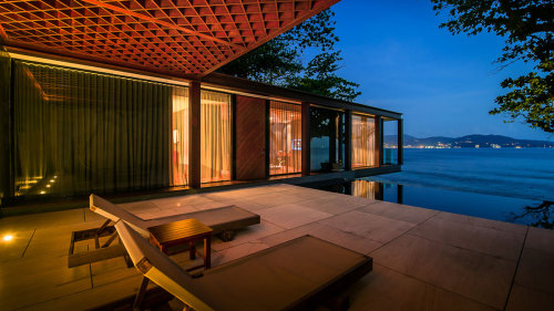 {These are photos of the villas at the Naka Phuket. Each villa has its own endless, long, rectangula