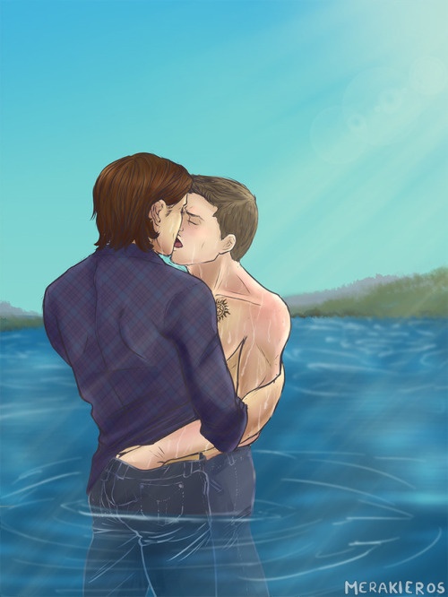 merakieros: After a while, Sam gets impatient, achey for Dean’s kisses again. He strokes Dean back, 