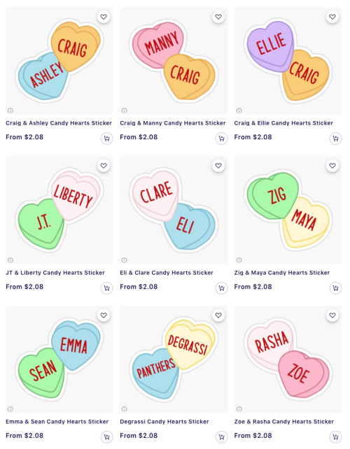 hello i have added new things to my degrassi redbubble section!!it’s a ton of candy hearts of degras