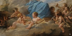 hadrian6:  Cupids on Clouds - Allegory of Architecture. 18th.century. Francois Boucher. French 1703-1770. oil/canvas. http://hadrian6.tumblr.com